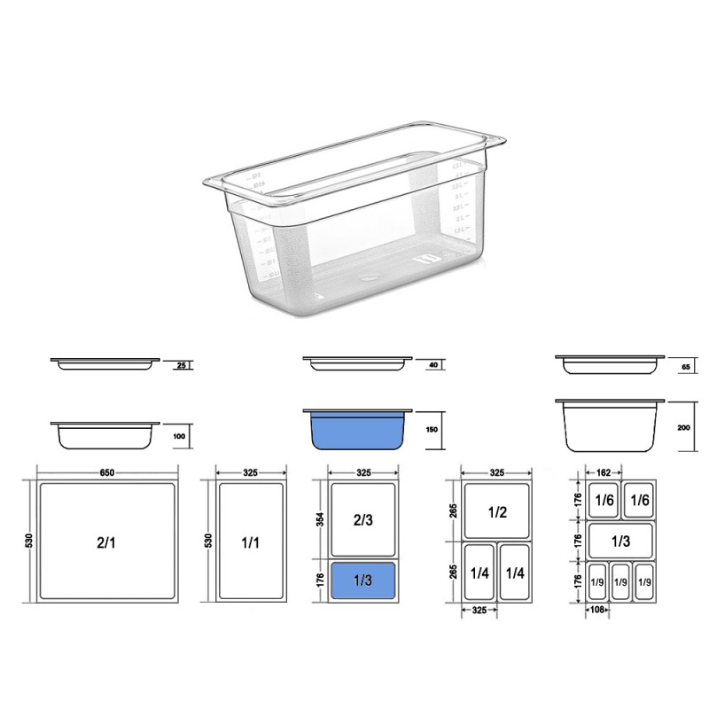 Σκεύος Gastronorm 1/3 PC Μ32.5xΠ17.3xΒ15cm Διάφανο GTSA Σκεύος Gastronorm 1/3 PC Μ32.5xΠ17.3xΒ15cm Διάφανο GTSA