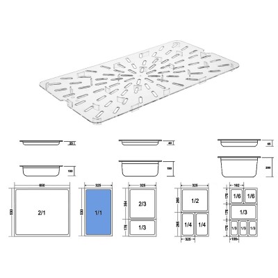 Σχάρα Στραγγίσματος GN 1/1 PC Μ46.4xΠ26cm Διάφανο GTSA