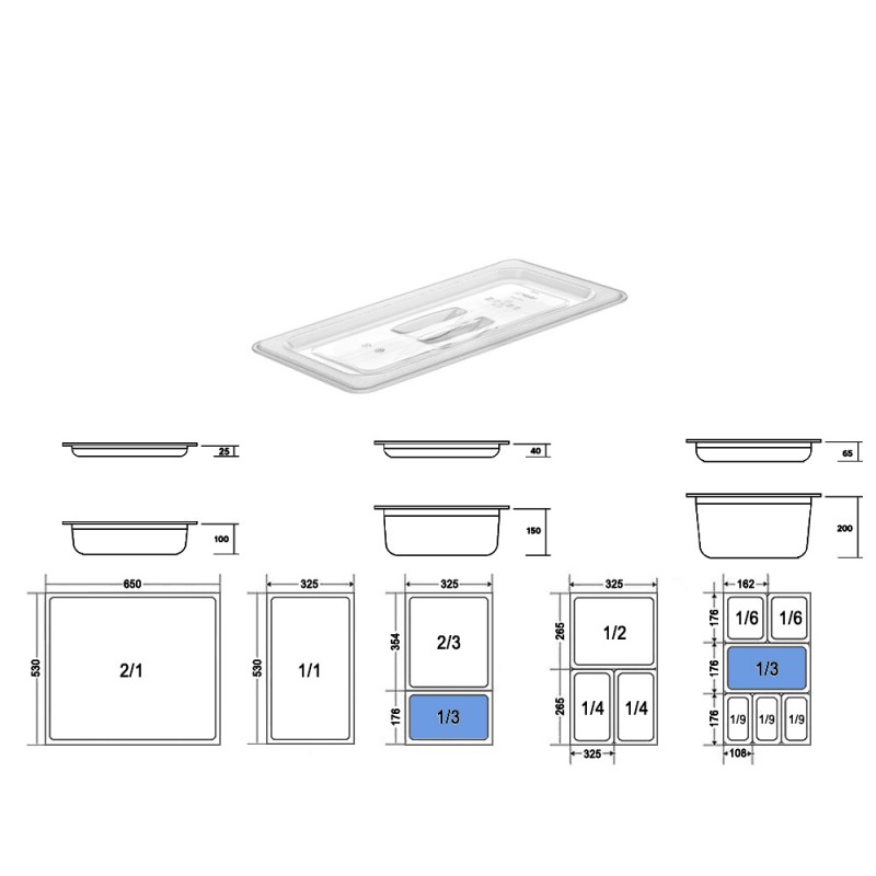 Καπάκι Gastronorm 1/3 PC Μ32.5xΠ17.3cm Διάφανο GTSA Καπάκι Gastronorm 1/3 PC Μ32.5xΠ17.3cm Διάφανο GTSA
