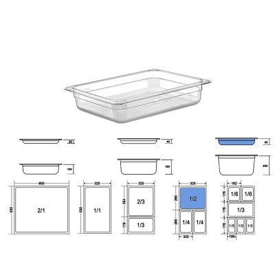 Σκεύος Gastronorm 1/2 PC Μ32.5xΠ26.5xΒ6.5cm Διάφανο GTSA Σκεύος Gastronorm 1/2 PC Μ32.5xΠ26.5xΒ6.5cm Διάφανο GTSA