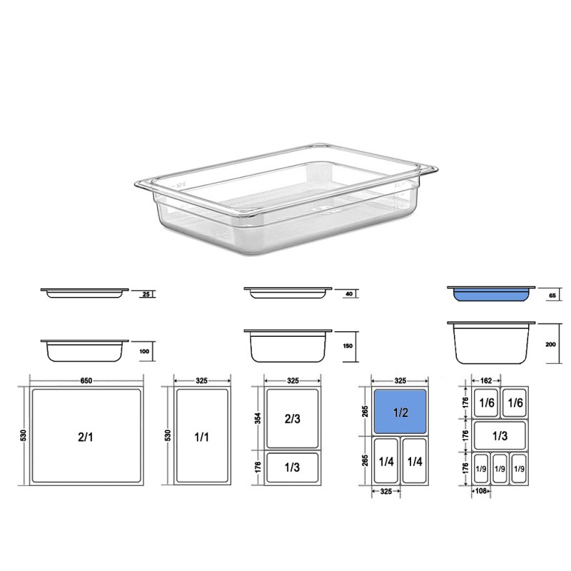 Σκεύος Gastronorm 1/2 PC Μ32.5xΠ26.5xΒ6.5cm Διάφανο GTSA Σκεύος Gastronorm 1/2 PC Μ32.5xΠ26.5xΒ6.5cm Διάφανο GTSA