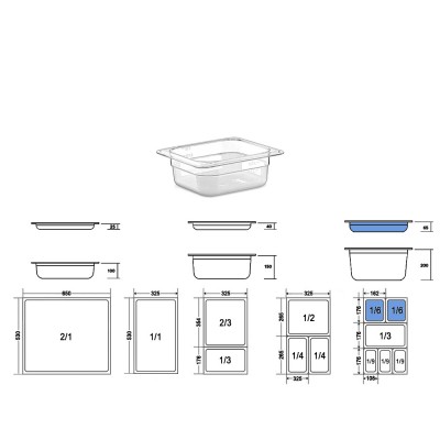 Σκεύος Gastronorm 1/6 PC Μ17.3xΠ16.2xΒ6.5cm Διάφανο GTSA Σκεύος Gastronorm 1/6 PC Μ17.3xΠ16.2xΒ6.5cm Διάφανο GTSA