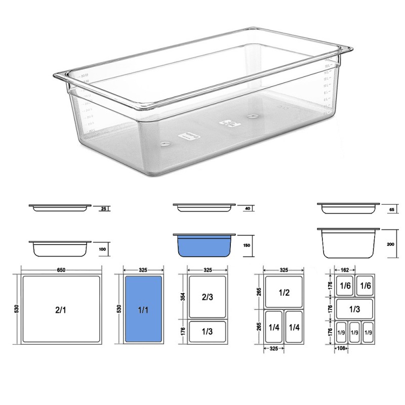 Σκεύος Gastronorm 1/1 PC Μ53xΠ32.5xΒ15cm Διάφανο GTSA Σκεύος Gastronorm 1/1 PC Μ53xΠ32.5xΒ15cm Διάφανο GTSA