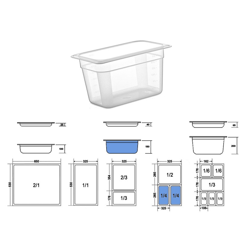 Σκεύος Gastronorm 1/4 PC Μ26.2xΠ16.2xΒ15cm Διάφανο GTSA Σκεύος Gastronorm 1/4 PC Μ26.2xΠ16.2xΒ15cm Διάφανο GTSA