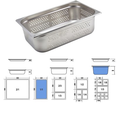 Σκεύος Gastronorm 1/1 Διάτρητο Ανοξείδωτο Μ53xΠ32.5xΒ20cm GTSA Σκεύος Gastronorm 1/1 Διάτρητο Ανοξείδωτο Μ53xΠ32.5xΒ20cm GTSA