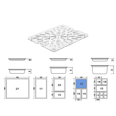 Σχάρα Στραγγίσματος GN 1/2 PC Μ25.9xΠ20cm Διάφανο GTSA