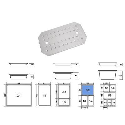 Σχάρα Στραγγίσματος Gastronorm 1/2 Ανοξείδωτη Μ26.6xΠ21.6cm GTSA