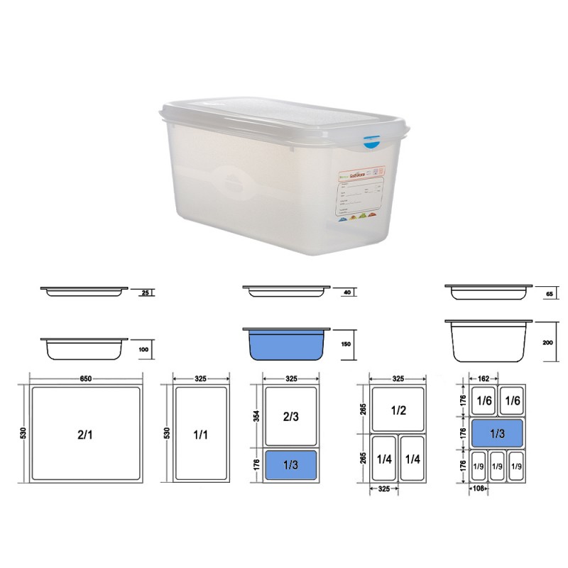 Δοχείο Τροφίμων GN 1/3 Αεροστεγές PP 6lt Μ32.5xΠ17.6xΒ15cm Trilla Denox