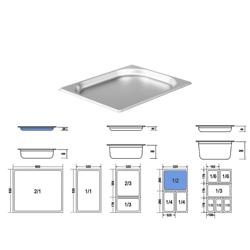 Σκεύος Gastronorm 1/2 Ανοξείδωτο Μ32.5xΠ26.5xΒ2.5cm GTSA Σκεύος Gastronorm 1/2 Ανοξείδωτο Μ32.5xΠ26.5xΒ2.5cm GTSA