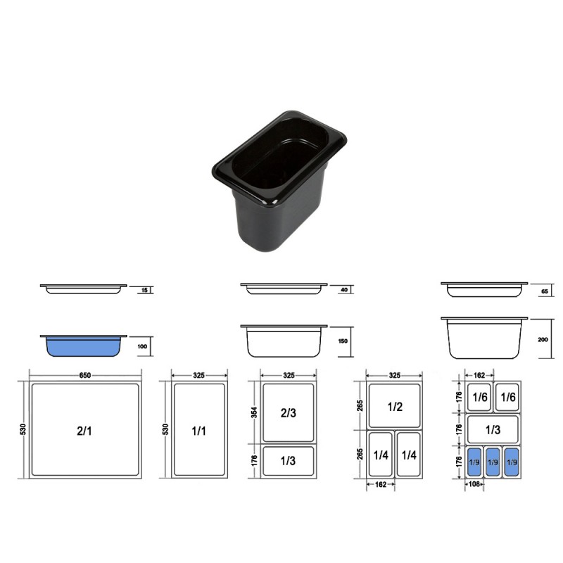 Σκεύος Gastronorm 1/9 PC Μ17.3xΠ10.8xΒ10cm Μαύρο GTSA Σκεύος Gastronorm 1/9 PC Μ17.3xΠ10.8xΒ10cm Μαύρο GTSA