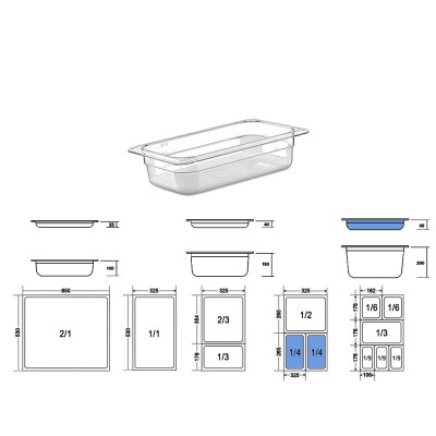 Σκεύος Gastronorm 1/4 PC Μ26.6xΠ16.2xΒ6.5cm Διάφανο GTSA Σκεύος Gastronorm 1/4 PC Μ26.6xΠ16.2xΒ6.5cm Διάφανο GTSA