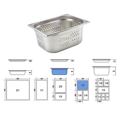 Σκεύος Gastronorm 1/2 Διάτρητο Ανοξείδωτο Μ32.5xΠ26.5xΒ15cm GTSA Σκεύος Gastronorm 1/2 Διάτρητο Ανοξείδωτο Μ32.5xΠ26.5xΒ15cm GTSA
