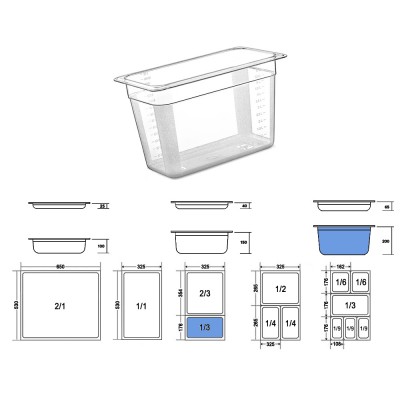Σκεύος Gastronorm 1/3 PC Μ32.5xΠ17.3xΒ20cm Διάφανο GTSA Σκεύος Gastronorm 1/3 PC Μ32.5xΠ17.3xΒ20cm Διάφανο GTSA
