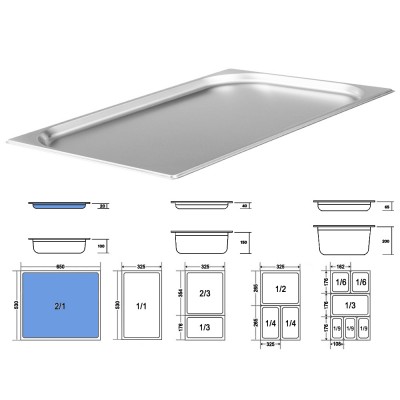 Σκεύος Gastronorm 2/1 Ανοξείδωτο Μ53xΠ65xΒ2cm GTSA Σκεύος Gastronorm 2/1 Ανοξείδωτο Μ53xΠ65xΒ2cm GTSA