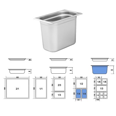 Σκεύος Gastronorm 1/4 Ανοξείδωτο Μ26.5xΠ16.2xΒ20cm GTSA Σκεύος Gastronorm 1/4 Ανοξείδωτο Μ26.5xΠ16.2xΒ20cm GTSA