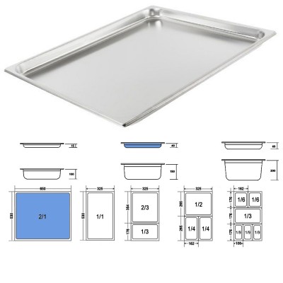 Σκεύος Gastronorm 2/1 Ανοξείδωτο Μ65xΠ53xΒ4cm GTSA Σκεύος Gastronorm 2/1 Ανοξείδωτο Μ65xΠ53xΒ4cm GTSA