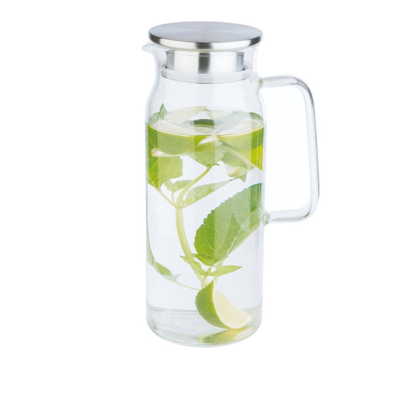 Κανάτα Γυάλινη Borosilicate 1.5lt Φ10xΥ26cm Με Ανοξείδωτο Καπάκι Κανάτα Γυάλινη Borosilicate 1.5lt Φ10xΥ26cm Με Ανοξείδωτο Καπάκι