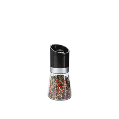 Μύλος Γυάλινος 160ml Φ6.5xΥ13cm Με Μαύρο Καπάκι Μύλος Γυάλινος 160ml Φ6.5xΥ13cm Με Μαύρο Καπάκι