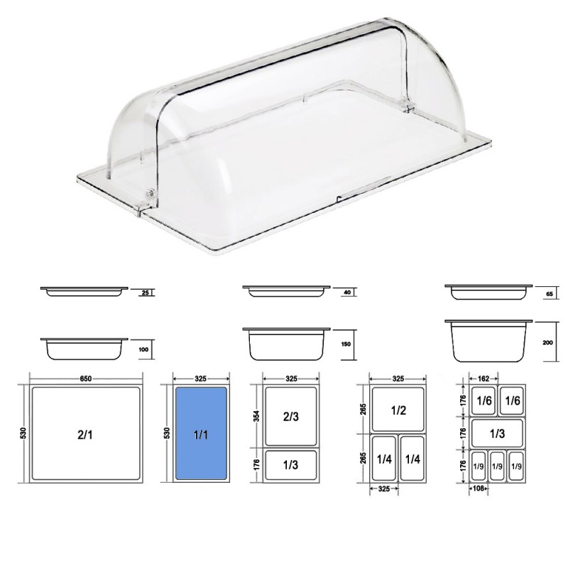 Καπάκι Roll-Top Για Σκεύη GN 1/1 Ορθογώνιο PC Μ53xΠ32.5cm Διάφανο Καπάκι Roll-Top Για Σκεύη GN 1/1 Ορθογώνιο PC Μ53xΠ32.5cm Διάφανο