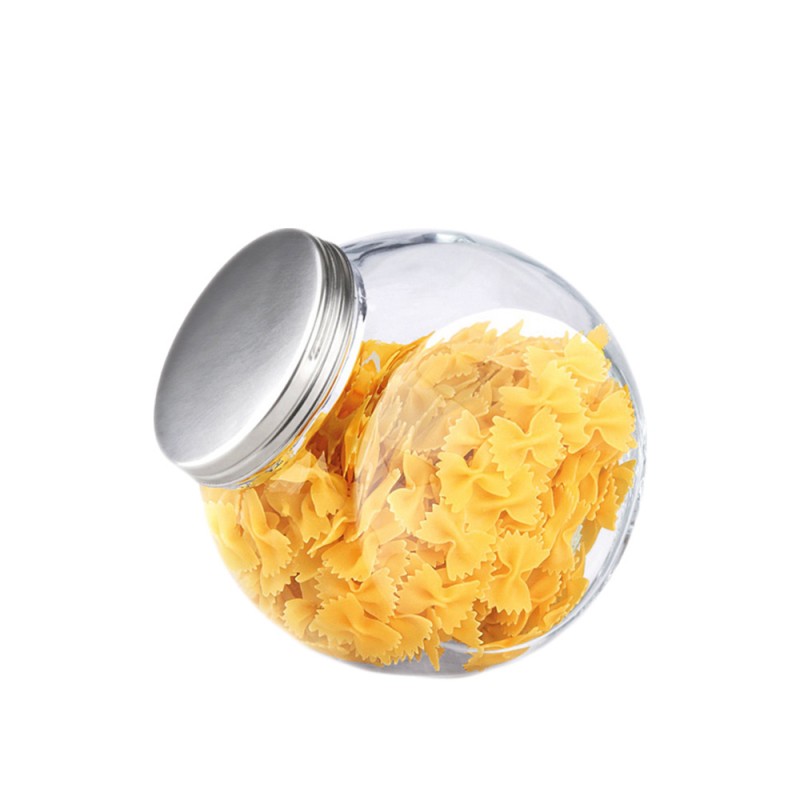 Βάζο Επικλινές Σφαιρικό Γυάλινο 1.6lt Φ11.3xΥ16cm Με Ανοξείδωτο Καπάκι