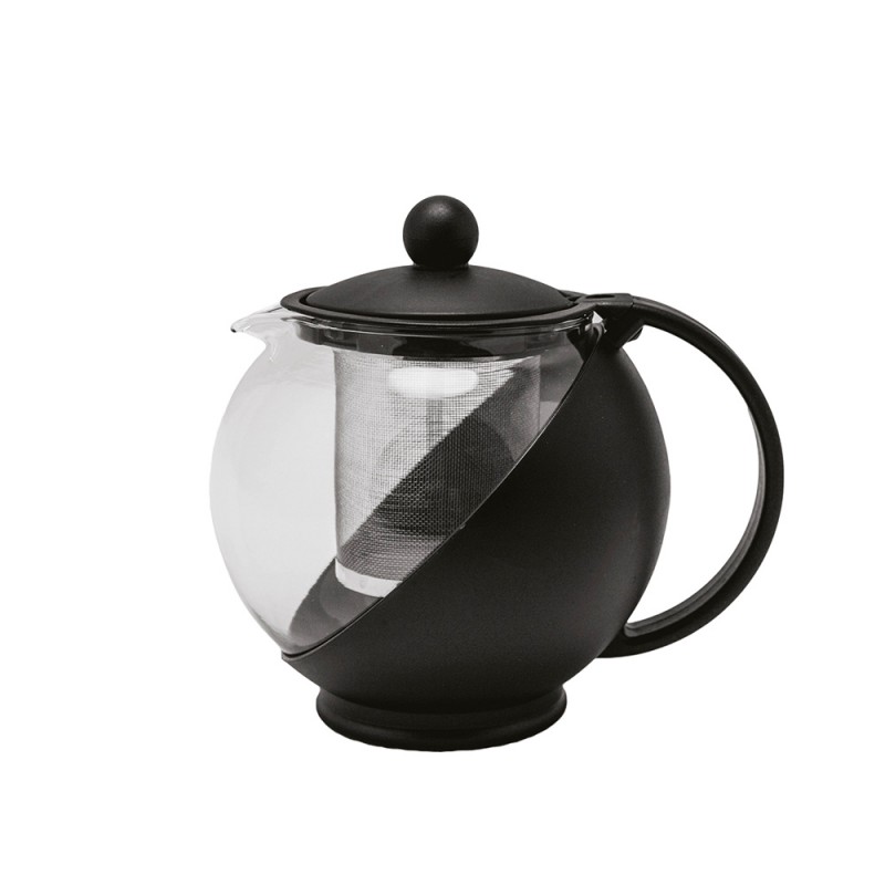 Τσαγιέρα Γυάλινη 750ml Φ8.5xΥ14cm Με Φίλτρο Και Βάση Μαύρη