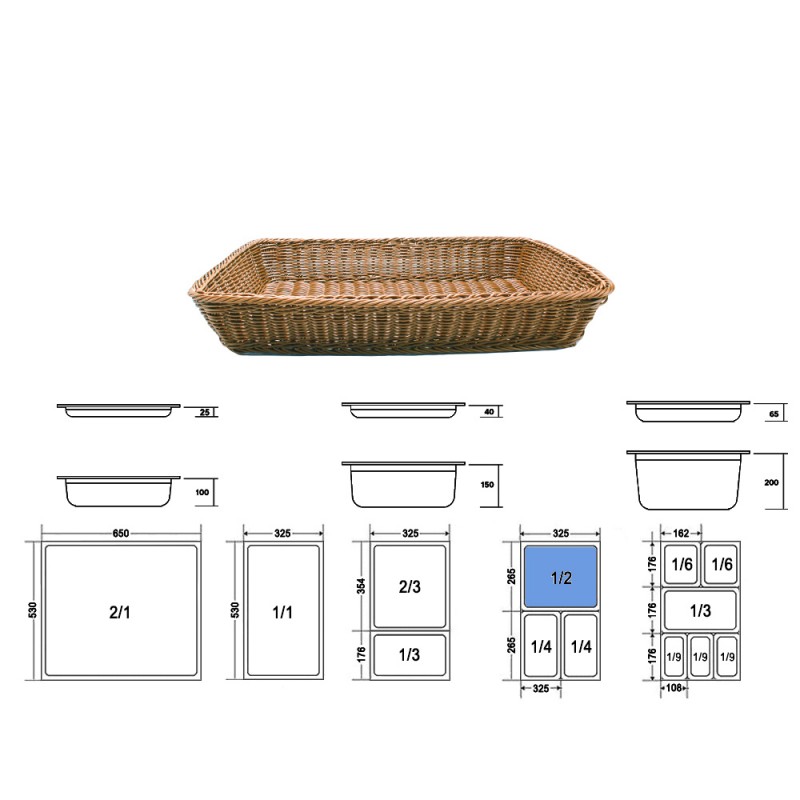 Καλάθι GN 1/2 Ορθογώνιο Polyrattan Μ32.5xΠ26.5xΒ10cm Μελί Καλάθι GN 1/2 Ορθογώνιο Polyrattan Μ32.5xΠ26.5xΒ10cm Μελί