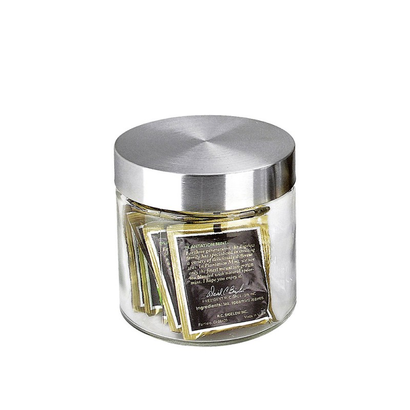 Βάζο Κυλινδρικό Γυάλινο 1.25lt Φ11xΥ16.8cm Με Ανοξείδωτο Καπάκι