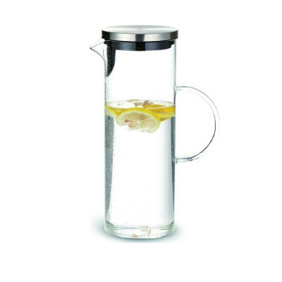 Κανάτα Γυάλινη Borosilicate 1lt Φ10xΥ18cm Με Ανοξείδωτο Καπάκι