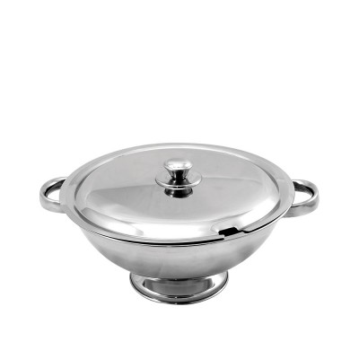 Σουπιέρα Ανοξείδωτη 2.7lt Φ27xΥ12.5cm Με Καπάκι Και Σχισμή Για Κουτάλα