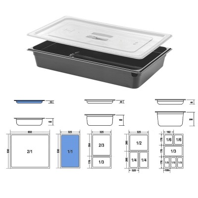 Σκεύος Gastronorm 1/1 PC Μ53xΠ32.5xΥ15cm Μαύρο Σκεύος Gastronorm 1/1 PC Μ53xΠ32.5xΥ15cm Μαύρο