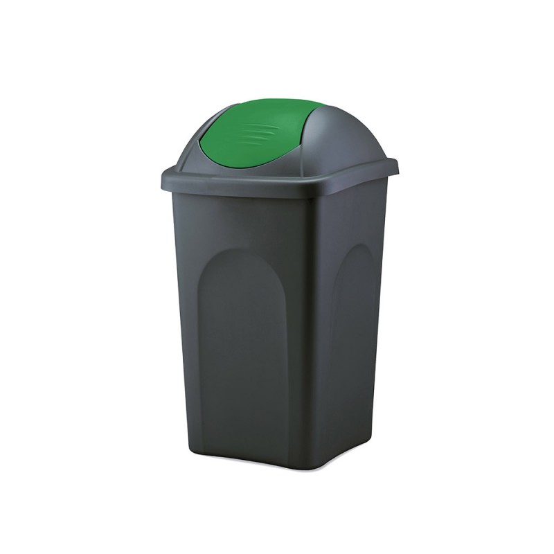 Κάδος Αποριμμάτων Πλαστικός 60lt Μ36xΠ36xΥ68cm Σκούρο Γκρι Με Αιωρούμενο Πράσινο Καπάκι Κάδος Αποριμμάτων Πλαστικός 60lt Μ36xΠ36xΥ68cm Σκούρο Γκρι Με Αιωρούμενο Πράσινο Καπάκι